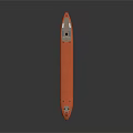 Orange Water Transport Cargo Ship with Long Hull Superstructure and Chimney